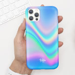 かわいらしモダンフェイクIridescent付き/名前 iPhone 11 ケース<br><div class="desc">このおもしろいの電話ケースはフェイク、書の台本にあなたの名前と虹色の背モダン景を備えている。トレンディーで華やかなデザインを求める人に最適だ。このデザインにカスタマイズ名前を追加。また、トゥイーンや誰にとっても素晴らしい誕生日や10代の休日の贈り物を作る！</div>