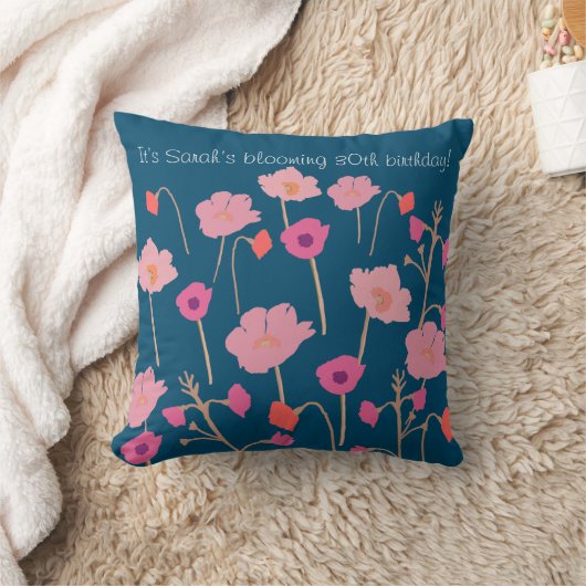 かわいらしモダンフローラカスタム誕生日 クッション (ブランケット)