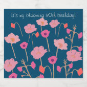 かわいらしモダンフローラカスタム誕生日 スパークリングワインラベル (シングルラベル)