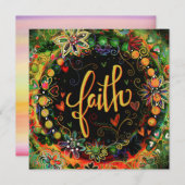 かわいらしモダンフローラ勇気付けられる サンキューカード (正面/裏面)