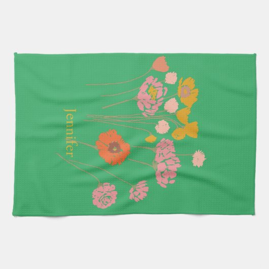 かわいらしモダンフローラ キッチンタオル (横)