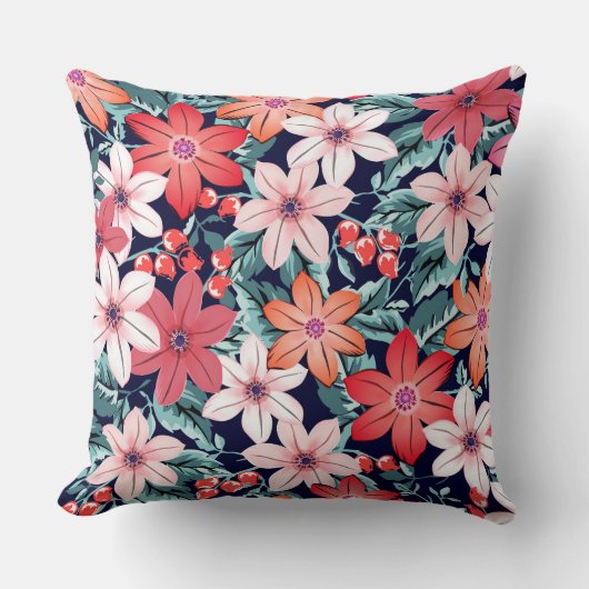 かわいらしモダン春の花 クッション (正面)