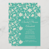 かわいらしモダン開花フローラブライダルシャワー 招待状 (正面/裏面)