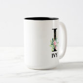 かわいらしモノグラムのイニシャル ツートーンマグカップ (正面右)