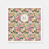 かわいらしモノグラムのフローラバラエレガント スタンダードカクテルナプキン (正面)