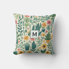 かわいらしモノグラムのフローラ アウトドアクッション