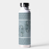 かわいらしモノグラムエレガントバタフライウイングティール（緑がかった色） ウォーターボトル (左面)