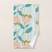 かわいらしモノグラムフェミニンフローラ青パターン バスタオルセット (ハンドタオル)