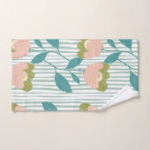 かわいらしモノグラムフェミニンフローラ青パターン バスタオルセット (ハンドタオル)