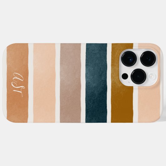 かわいらしモノグラ絵を描ム自然ストライプイニシャル Case-Mate iPhoneケース (裏面 (横))