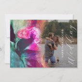 かわいらしユニークWhimisical Pink Rose 結婚 Photo's 招待状 (正面)