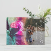 かわいらしユニークWhimisical Pink Rose 結婚 Photo's 招待状 (スタンド正面)