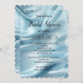 かわいらしライトブルーフェイクサテンブライダルシャワー 招待状 (正面/裏面)