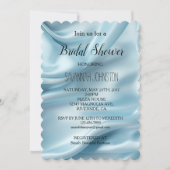 かわいらしライトブルーフェイクサテンブライダルシャワー 招待状 (正面)