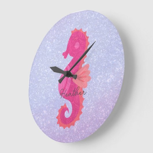 かわいらしリトルピンクシーホース大きな時計 ラージ壁時計 (傾斜)