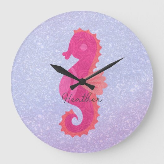 かわいらしリトルピンクシーホース大きな時計 ラージ壁時計 (正面)