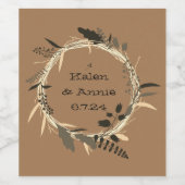 かわいらしリースモダンデザインフローラ花 ワインラベル (シングルラベル)