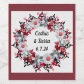 かわいらしリースモダンデザインフローラ花 ワインラベル (シングルラベル)