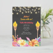 かわいらしルアウ（ハワイ式宴会）誕生日パーティーの招待 招待状 (スタンド正面)