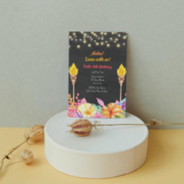 かわいらしルアウ（ハワイ式宴会）誕生日パーティーの招待 招待状