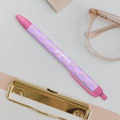 かわいらしレインパステルカラフル名パーソナライズされた 黒ボールペン