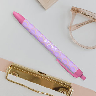 かわいらしレインパステルカラフル名パーソナライズされた 黒ボールペン