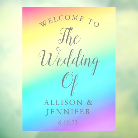 かわいらしレインボーパーソナライズされたド結婚の歓迎 ウィンドウサイン (シート3)