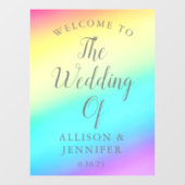 かわいらしレインボーパーソナライズされたド結婚の歓迎 ウィンドウサイン (シート)