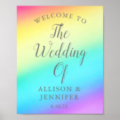 かわいらしレインボーパーソナライズされたド結婚の歓迎 ポスター (正面)