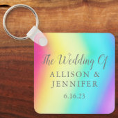 かわいらしレウパーソナライズされたンLGBTQ結婚の キーホルダー (正面)