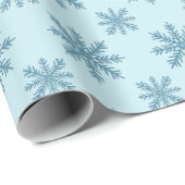 かわいらしレトロなスノーフレーク模様ブルーウォータカラー ラッピングペーパー (ロールコーナー)