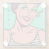 かわいらしレトロアポップ・アートのートXOXO ガラスコースター (裏面)