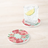 かわいらしレトロフラワーチンツペオニーパーソナライズされた コースター (側面)