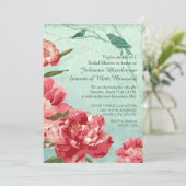かわいらしレトロフラワーブライダルシャワーチンツペオニー 招待状 (スタンド正面)
