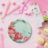 かわいらしレトロフラワー披露宴ディナーウェア牡丹 ペーパープレート (パーティー)