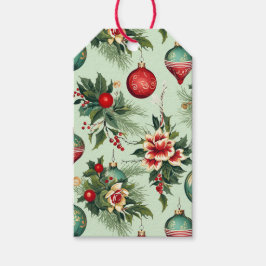 かわいらしレトロ休日オーナメント、フローラクリスマス ギフトタグ