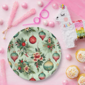 かわいらしレトロ休日オーナメント、フローラクリスマス ペーパープレート (パーティー)