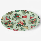 かわいらしレトロ休日オーナメント、フローラクリスマス ペーパープレート (アングル)