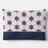 かわいらしレトロ70のフラワーパワー海軍かろうじてピンク アクセサリーポーチ (裏面)