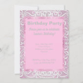 かわいらしレース真珠エレガントの生誕カスタム生日 招待状 (裏面)