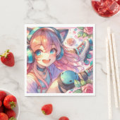 かわいらしローラースケートのアニメ女子バースデーパーティー スタンダードランチョンナプキン (インサイチュ)