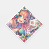 かわいらしローラースケートのアニメ女子バースデーパーティー スタンダードランチョンナプキン (角)