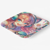 かわいらしローラースケートのアニメ女子バースデーパーティー ペーパープレート (傾斜あり)