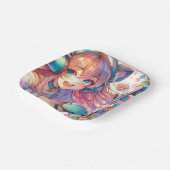 かわいらしローラースケートのアニメ女子バースデーパーティー ペーパープレート (傾斜あり)