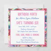 かわいらしローラースケートのアニメ女子バースデーパーティー 招待状 (裏面)