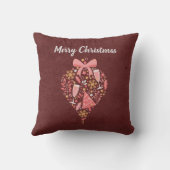 かわいらしワインシャンパンピンクメリークリスマス クッション (裏面)