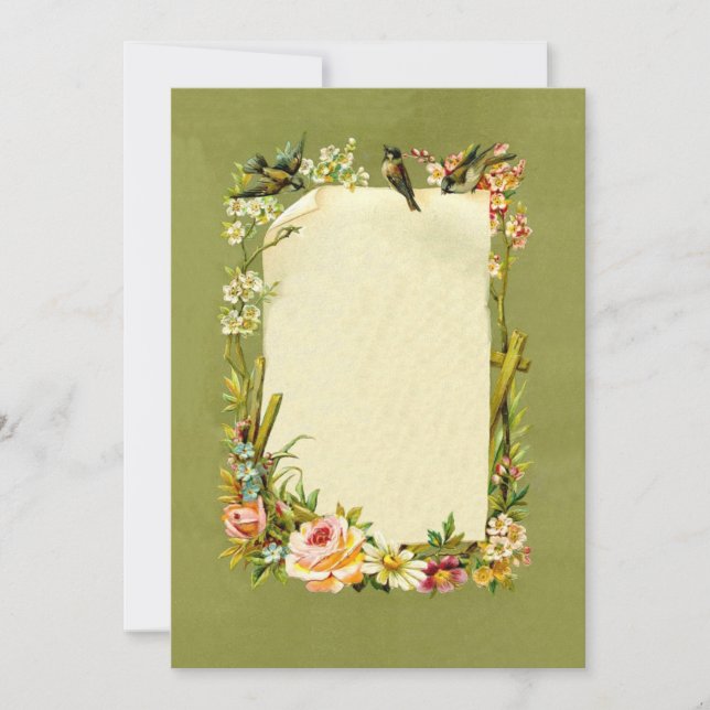 かわいらしヴィンテージの鳥花縁ど飾 (正面)