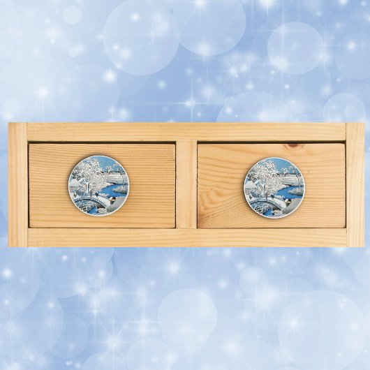 かわいらしヴィンテージアジア冬場雪橋 セラミックノブ