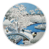かわいらしヴィンテージアジア冬場雪橋 セラミックノブ (正面)