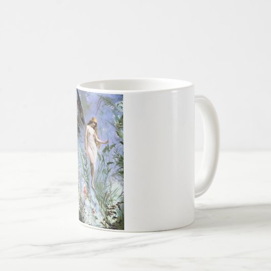 かわいらしヴィンテージアート妖精の花 – 名前のギフトを追加 コーヒーマグカップ (正面右)